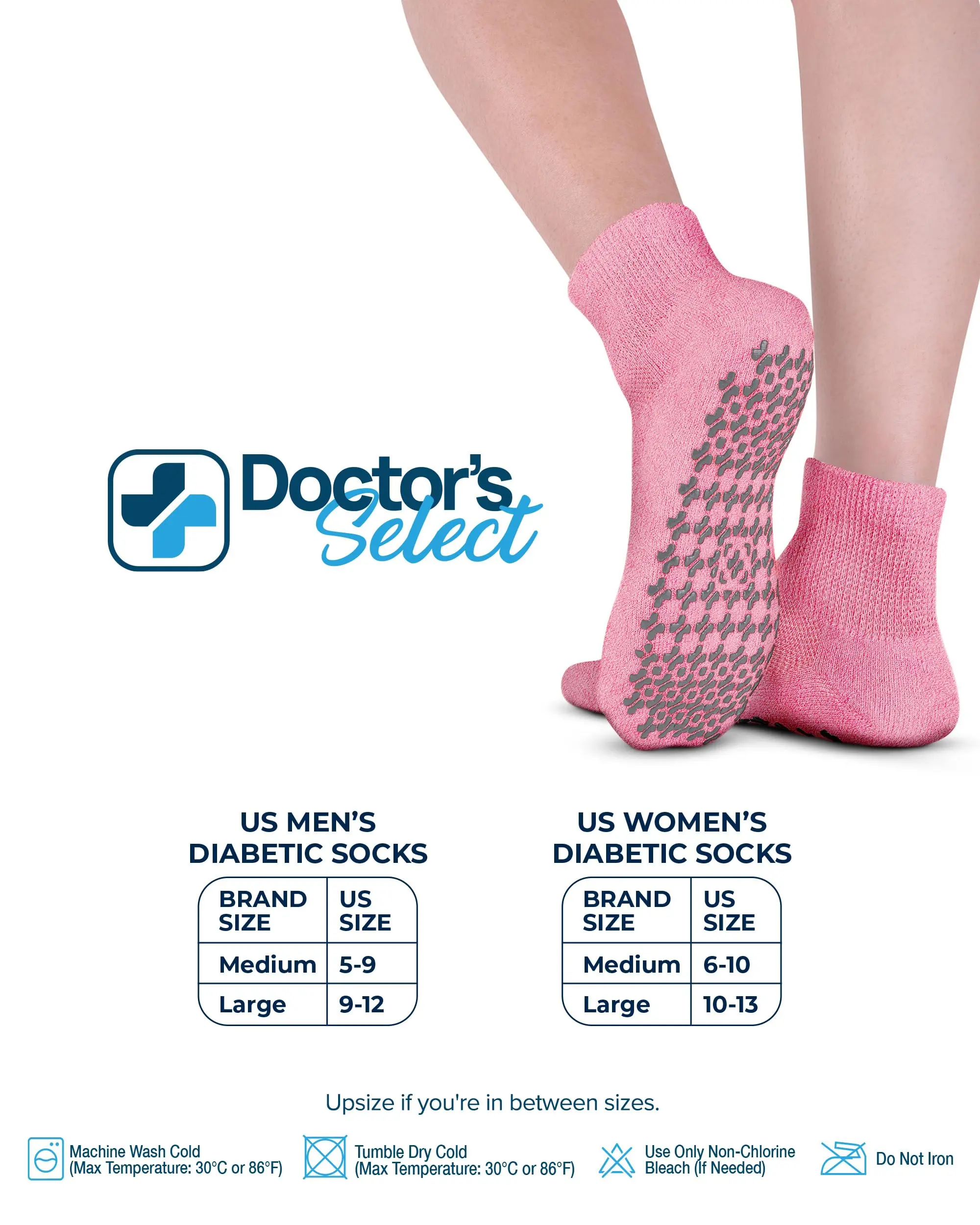 Doctor's Select Diabetic Socks With Grips | 4-Pair Set | For Neuropathy Relief | Ankle Non-Slip Hospital Socks | Light Blue, Blue, Purple, Pink Doctor's Select Diabetic Socks With Grips | 4-Pair Set | For Neuropathy Relief | Ankle Non-Slip Hospital Socks | Light Blue, Blue, Purple, Pink