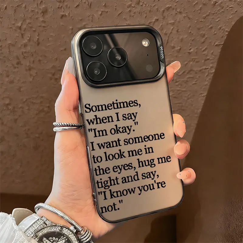 Shockproof Durable Laser Finish Detachable iPhone Case with Empathetic Quote Text - Anti-Fingerprint, Heat Dissip, Camera Protection Removable Cover for iPhone 17,16,15,14,13,12,11 Plus Pro Max (A5)