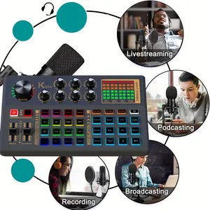 Podcast equipment Bundle, with xlr podcast microphone and K800 sound card, voiece change-audio interface-very suitable for recording, singing, streaming media and games.