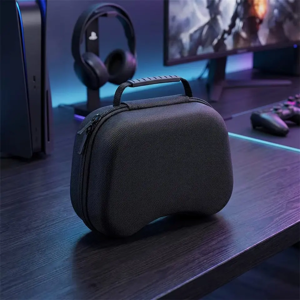 Universal Hard-Shell Gaming Controller Travel Case - Black, Compact Fit, with Mesh Pocket
