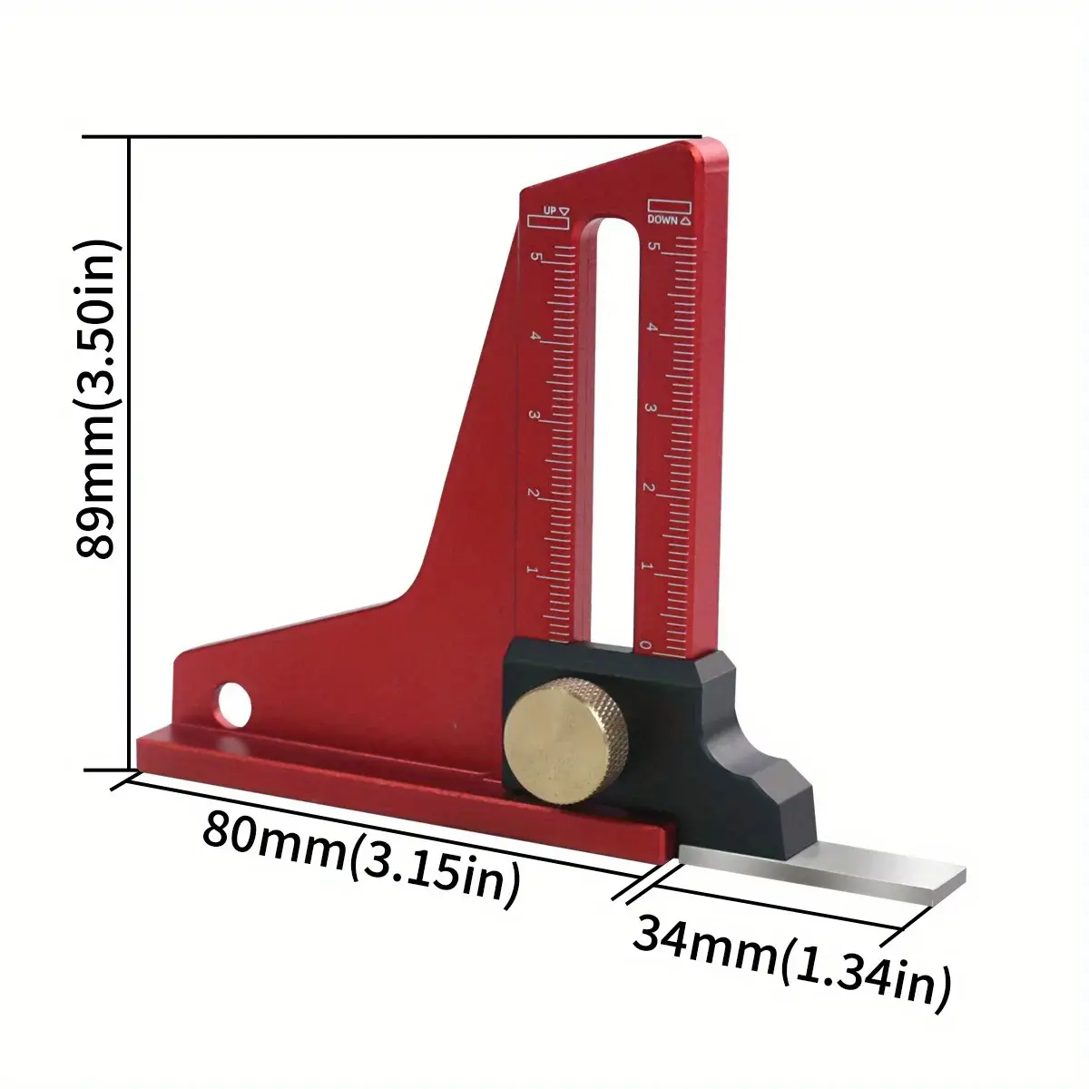 0-50mm Aluminum Alloy Adjustable Table Saw Depth Gauge - High Precision Dual-Scaled Ruler Hardware, Accurate Height Measurement Tool, Easy Setup User Manual Included for Woodworkers, Robust DIY Project Use