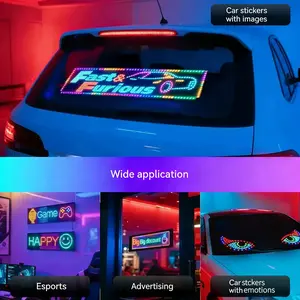 Single Piece 16*96plus LED Soft Screen, Modern Tech Style, Bluetooth-compatible Connection, Smart Full Color Adhesive Car Sticker, High Pixel Brightness,It is applicable to all vehicle models, glass decoration, advertising display, information support