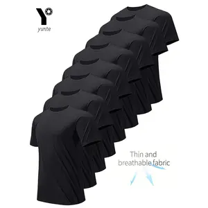 8pcs Mens Fashion Crew Neck Short Sleeve Sports Tees - Soft, Breathable, Slight Stretch Polyester Fabric for Comfortable Fit - Ideal for Spring, Summer, Fall, Running, Training, Sports, and Casual Wear