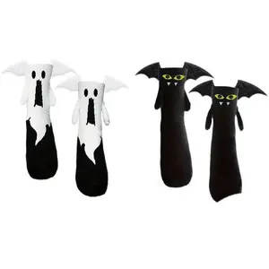 Cross-Border Direct Sales Halloween Holding Hands Socks Black and White Angel Skull Novelty Socks Suitable for Couples and Friends Gifts