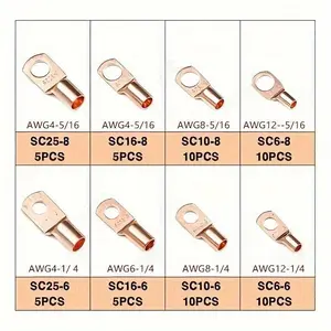 140pcs Wire Lug Connector Ring SC6-25 Copper Connectors Durable Reliable Connectors Bare Cable Electric Crimp Terminal Connector Kit