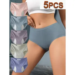 5pcs of Women's Leak-proof Plus Size Menstrual Pants, Comfortable and Breathable
