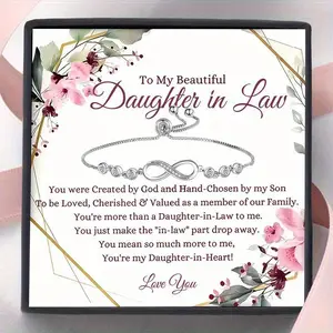 1pc Infinity Love Bracelet Gift, Jewelry Gift For daughter-in-law, Birthday Gift From mother-in-law, Best Christmas Gift, Gift Box+ Gift Card+ Bracelet.