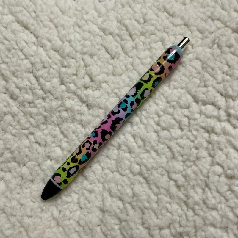 Pastel Rainbow Cheetah Pen, Spotted Gel Pen, Handmade
