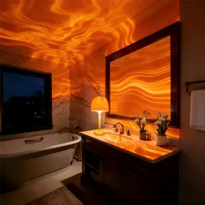 Spa-Like Shower Lamp - Waterproof Bathroom Lamp with 16 Color Ocean Wave Projector, Rechargeable Shower Light with Touch & Remote Control, Cordless Light for Inside Shower/Bathtub