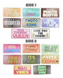 8 Double Sided Party Photo Booth Props Signs - PVC High Quality for Fun Photos & Versatile Use