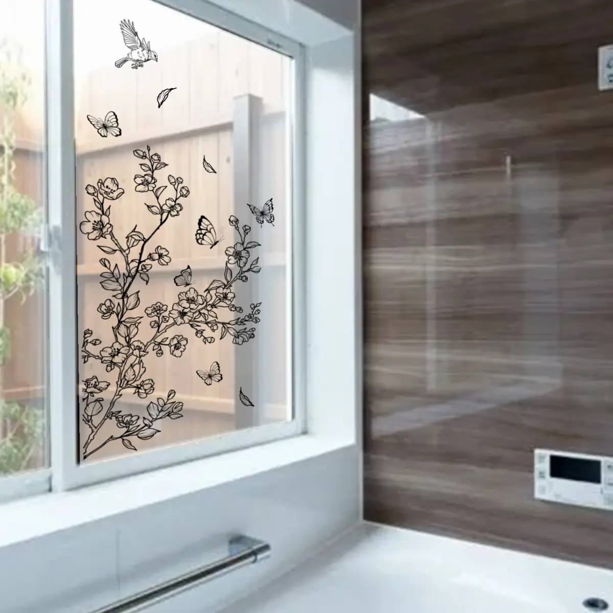 A black floral glass sticker for shop windows, glass windows, home decoration, self-adhesive C14127-ZW