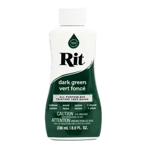 Rit Dark Green All-Purpose Dye for Cotton Wool Silk Nylon & Rayon 236ml Classic Non-Toxic Forest Creatures Fabric Dye Household