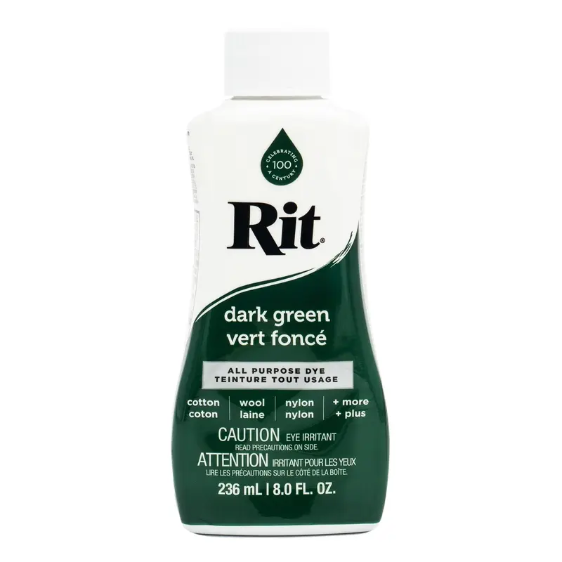 Rit Dark Green All-Purpose Dye for Cotton Wool Silk Nylon & Rayon 236ml Classic Non-Toxic Forest Creatures Fabric Dye Household