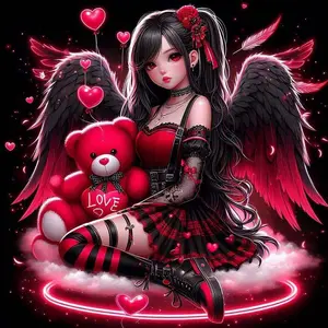 5D DIY Full Drill Round Drill Diamond Painting - Diamond Painting Kit Angel Bear Heart Love. Mosaic Canvas DIY Wall Art, Home Wall Decoration.