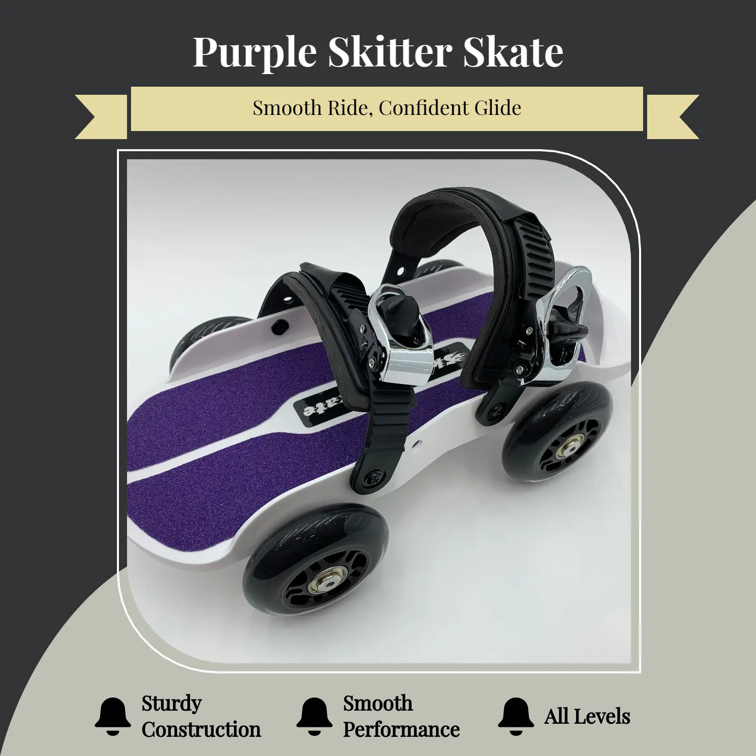 Purple Strap-on Skitter Skate - Wearable Roller Skates for Shoes - Adjustable Unisex Street Skates for Indoor/Outdoor Skating