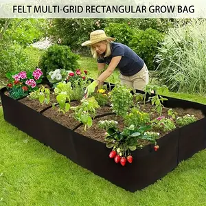 Multi-Purpose Cultivation Garden Bed, 8 Grid Extra-large Thickened Planting Bags, 128 Gallon Breathable Planting Bags, Planting Bag Seedbed, Floor Mounted Potting Rack For Vegetables, Flowers And Potatoes, Indoor/Outdoor Rectangular Planting Box