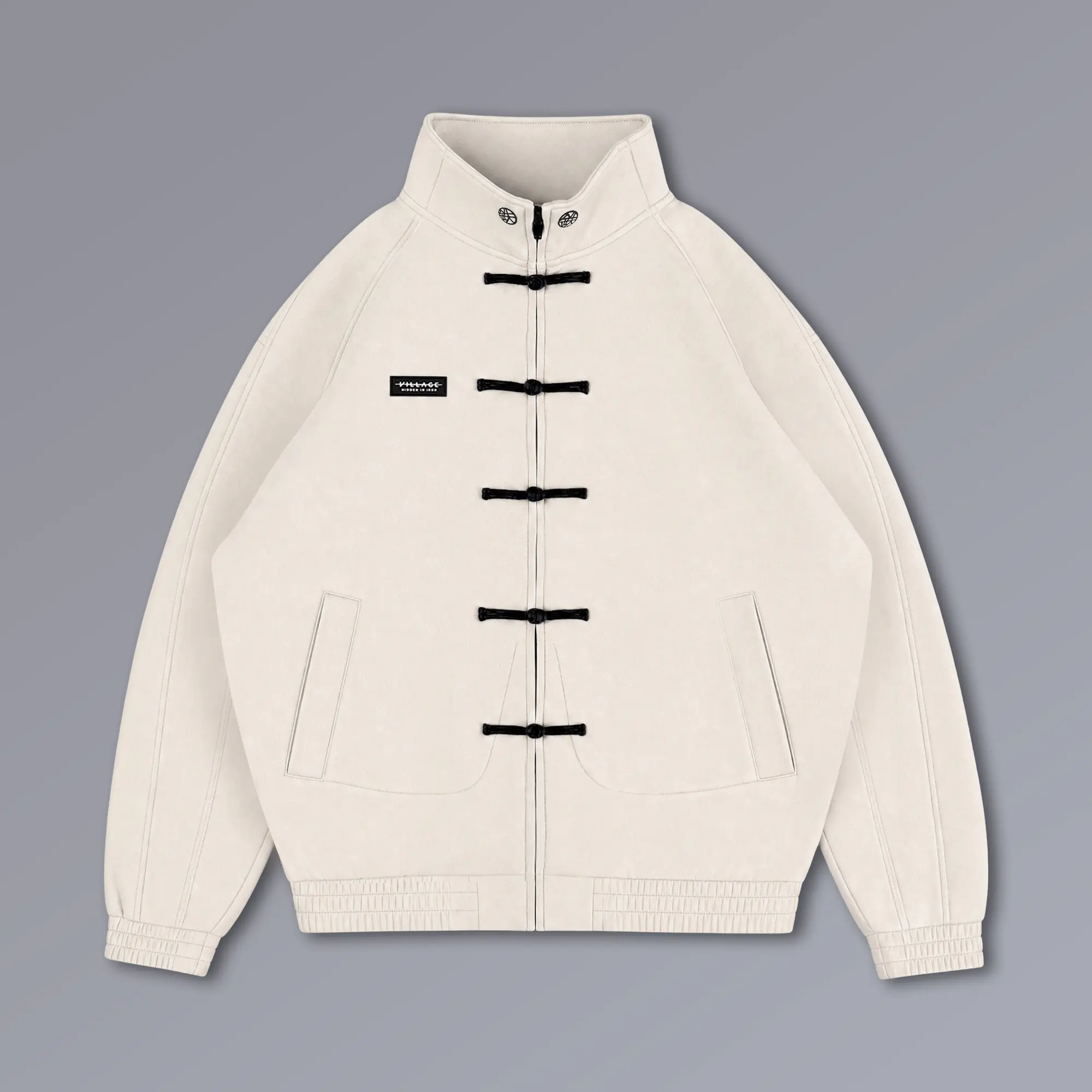 TWILIGHT Traditional Cotton Embroidered Warmup Jacket with Pockets, Sports Outerwear Coat