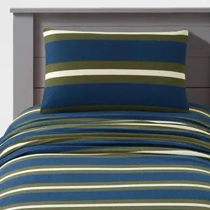 Teen Full Rugby Stripe Jersey Sheet Set - Makers Collective Teen Full Rugby Stripe Jersey Sheet Set - Makers Collective