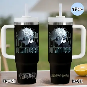 PIKPAKA Anime Jujutsu Kaisen GOJO Vacuum Flasks 40oz Stainless Steel Hydration Tumbler Drinkware with Handle & Straw, Vacuum Insulated Travel Mug Keeps Drinks Cold Up to 12 Hours, Leak-Resistant Cup for Iced Coffee, Water, Office, Gym or Travel