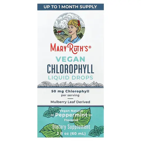 MaryRuth's Vegan Chlorophyll Liquid Drops, Peppermint, 2 fl oz (60 ml)