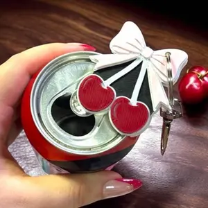 Cherry with Pink Bow Pop Can Opener/ Soda Tab Opener Keychain