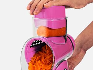 SUSTEAS Rotating Food Grater Chopper with Handle, with 5 Well-Designed Blades and Strong Suction Cup Base, Comes with 1 Blade Storage Box Vegetable Cutting Slicer Vegetable Slicer Dicer Kitchen Utensils Vegetable Fruit Cutter