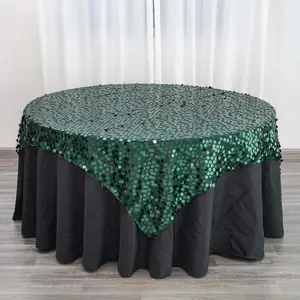 Sequin Table Overlay 72"x72" Hunter Emerald Green - Big Payette Table Topper