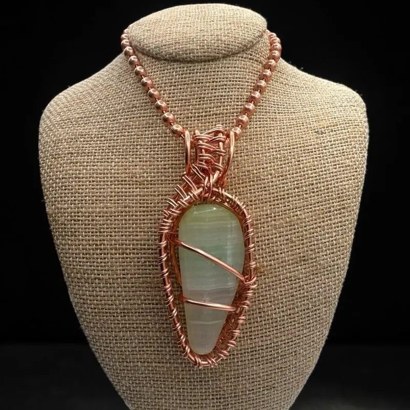 Juma CopperKing Campbell Gemstone Pistachio Calcite 24” Copper Necklace