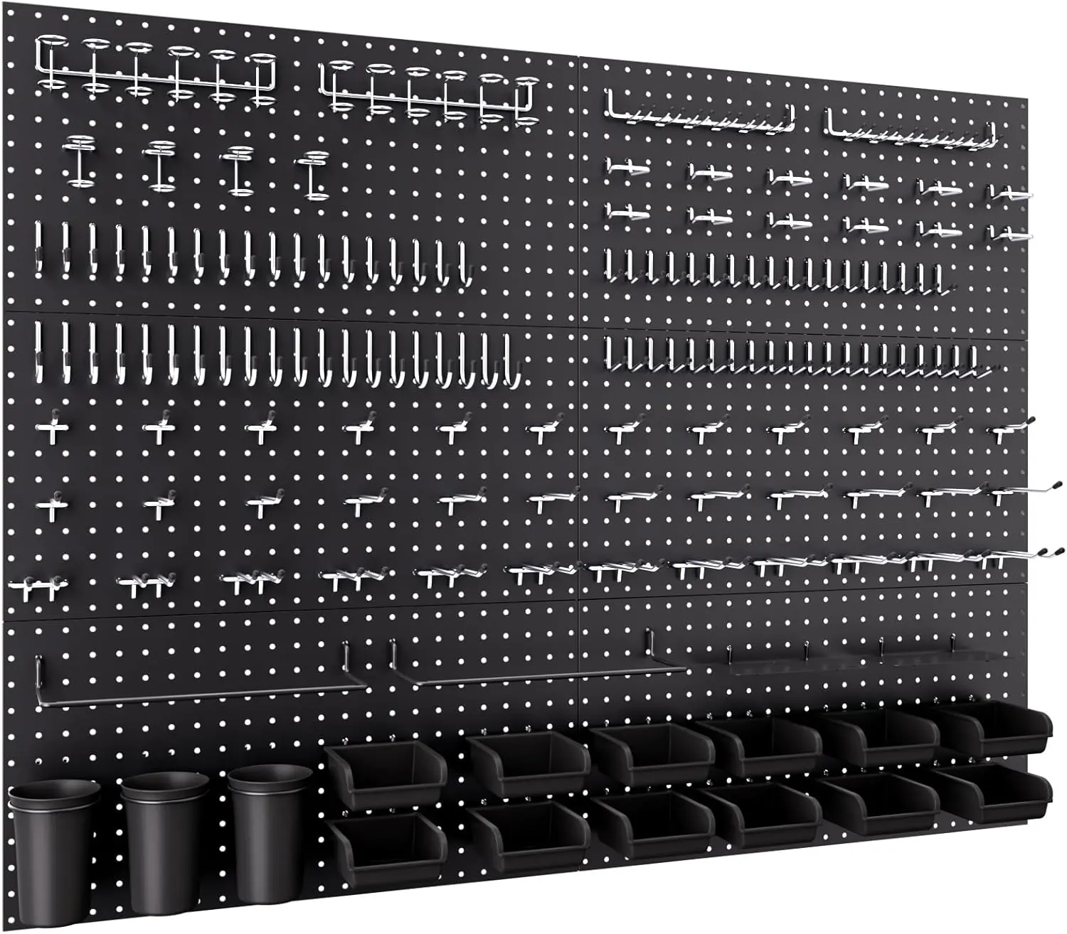 48x36 Inch Metal Peg Board Kit, 1/4 Pegboard Hooks Accessories, 6 Panels and 234 Piece Pegboard Accessories, Black Wall Organizer Tool Storage System for Garage and Workbench