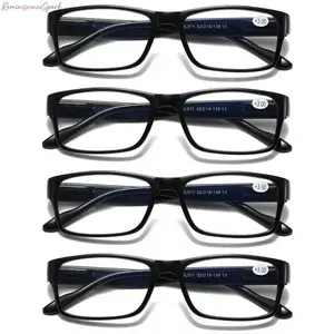 4-Pack Unisex Square Eyeglass Frames, Ultra Light Portable Empty Eyewear Frames, Fashion Plain Lensless Decorative Glasses Frames for Daily Styling, Street Wear, Party Makeup and Casual Outdoor Matching