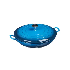 Cinnamon Home 3.5 Quart Blue Enameled Cast Iron Braiser with Lid - Suitable for All Heat Sources, Oven Safe - Kitchen Pots and Cookware