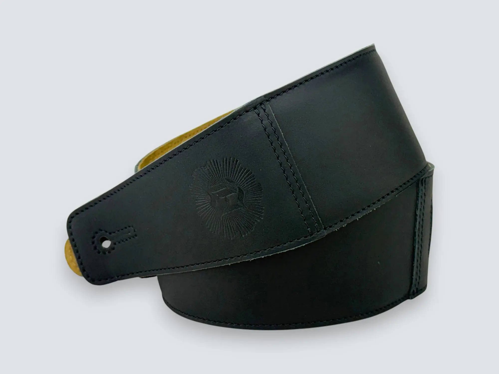 The Reticent - Suede-Back Carbon Black Leather Guitar Strap