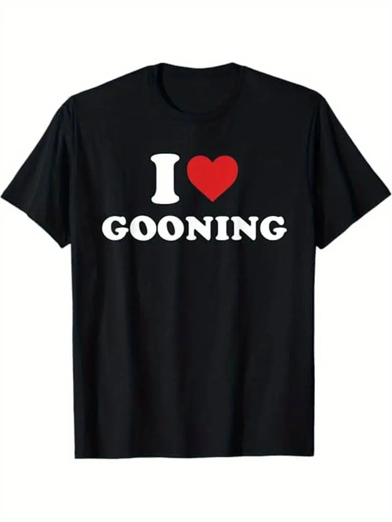 Graphic T-Shirt with Funny 'I Love Gooning' Print, Casual 100% Cotton Summer Streetwear for Men and Women, Lightweight Shortsleeve Classic Fit, Tshirt