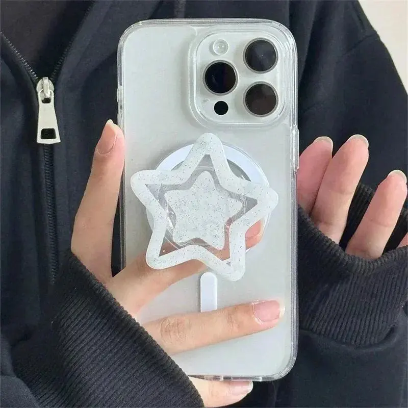 Korean Cute Blue Love Heart Star MagSafe Magnetic Cellphone Griptok - Mobile Phone Accessory, Smartphone Mount, iPhone Wireless Charging Holder Stand Bracket