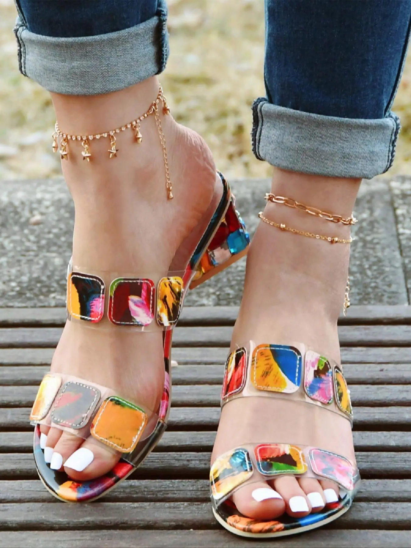 Fashionable Colorblock Ankle Strap Sandals, Fashionable High Heel Sandals for Women, Elegant Heeled Sandals for Party, Daily Clothing Decor, Summer
