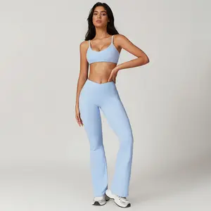 MASKERT Women's Two Piece Set Sports Tank Top & High Waisted Scrunch Butt Lifting Tummy Control Bootcut Leggings Active Sportswear