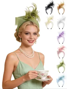 Feather Fascinators Headband Women's Tea Party Hat for Kentucky Derby, Cocktail, Wedding, Fancy Dress Party for Evening Wear and Special Occasion Vintage Looks Brooch Sweet and Cute Women's Hair Accessories ﻿