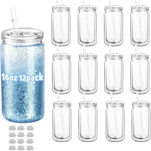 16oz Snowglobe Cups - Reusable Insulated Drinkware for Cold Beverages, BPA-Free Travel Cup with Snow Globe Design