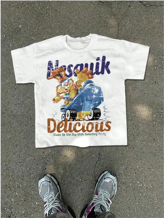 Casual Women's T-Shirts Nesquik Bunny Graphic Cotton T-Thirt