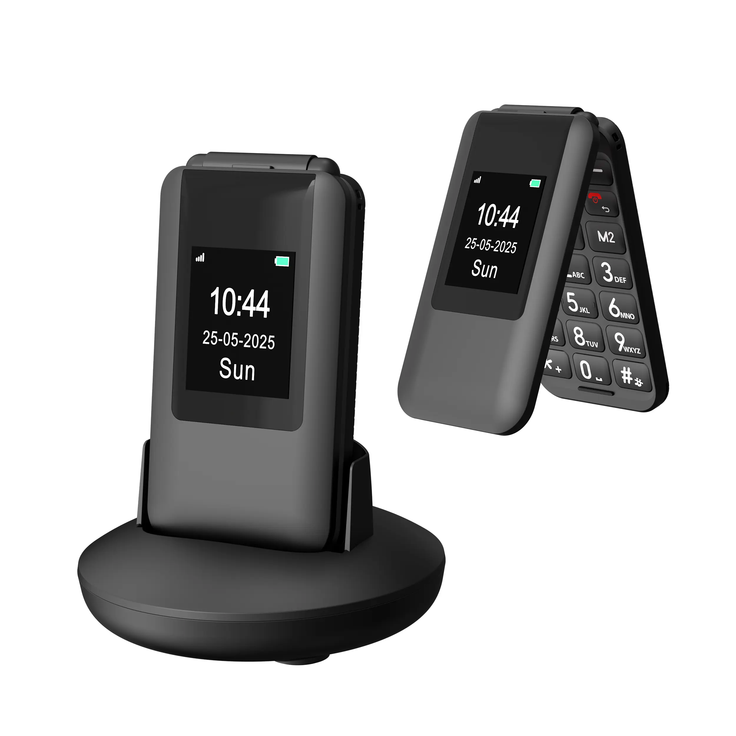 Portable Rechargeable Unlocked Flip Phone for Seniors - 4G LTE, Big Buttons, 14-Day Battery, Loud Sound, SOS Alert, Charging Case & Cable, Flipphone, Rechargeable Phone