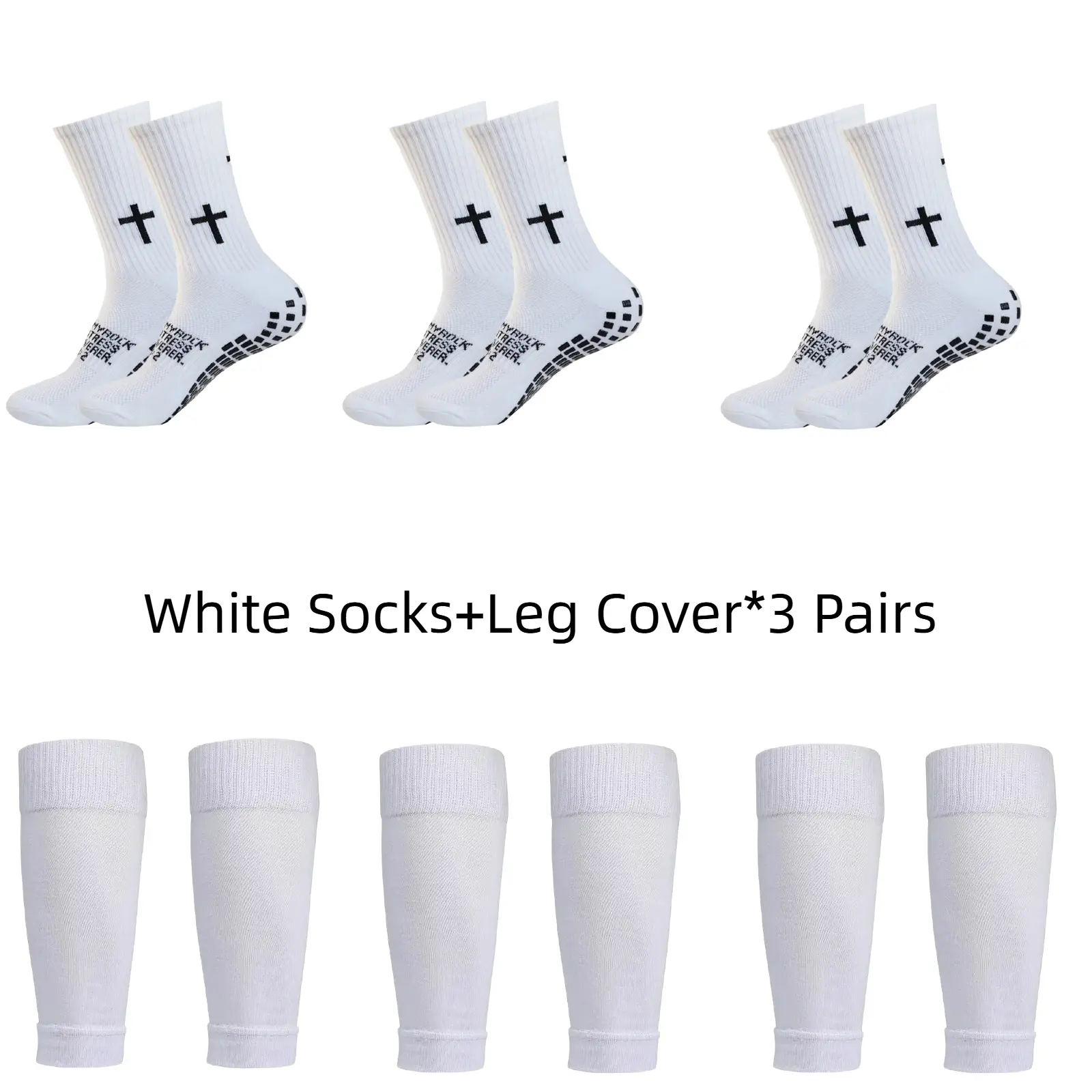 Men's & Women's Soccer Grip Socks with Shin Guard Sleeves - For Football, Basketball Use - Black/White