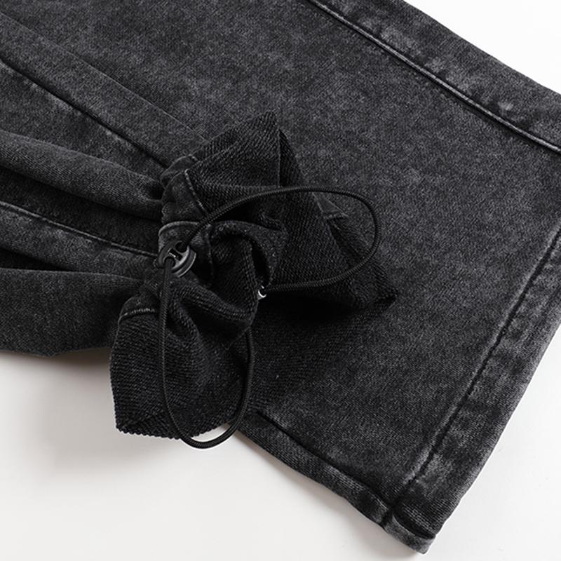 Women's Vintage High-Waisted Baggy Sweatpants - Distressed Wash, Loose Straight Wide-Leg, Drawstring Elastic, Light Cotton Blend, Basic Minimalist Casual Outdoor Pants for Back to School