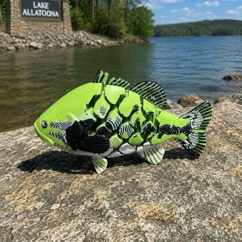 Articulated Bass Fidget Fish – Flexible 3D Printed Fishing Toy