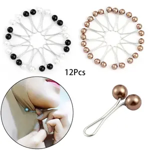 12 Pcs Cute Hijab Pins, Pearl Scarf Clips, Hooks, Brooch Pins, Multicolor Headscarf Accessories