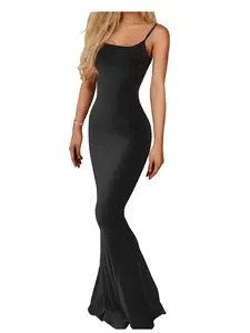 Women Summer Dresses Sleeveless Bodycon Maxi Dress Spaghetti Strap Trendy Evening Party Fishtail Dresses Formal Womenswear Lady Formal Wear Minimalist