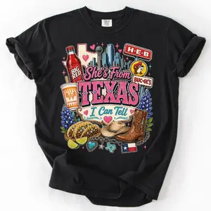 Comfort Colors Vintage She's From Texas I Can Tell Shirt, Retro She's From Texas Western Shirt, Basketball Fan Shirt, Game Day Shirt, Full Colors, Full Sizes S-4XL