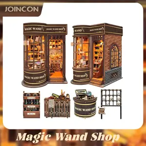 Joincon Magic world diy wooden book nook kit-Miniature House with Built-in LED Lights & dust cover,Wooden puzzle bookshelf insert decor – The perfect fun gift!