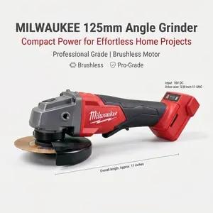 -Milwaukee M18 Brushless 125mm Angle Grinder | Cordless Bare Tool For Metal Cutting Rebar Slitting Jobsite Grinding | 11000 RPM With Safety Clutch And Tool-Free Guard