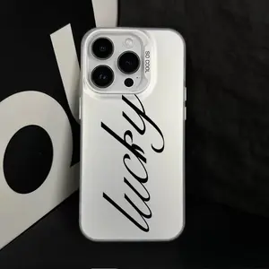Chic Lucky Handwritten Cursive Phone Case Compatible with iPhone 17 16 15 14 13 12 11, Anti-Drop Protection Cover, Shockproof Protector Colorful Silver Phone Case, drop protection Scratch-Resistant. EDCS0511006