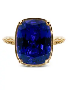 Sterling Silver Elongated Cushion Sapphire CZ Cocktail Ring